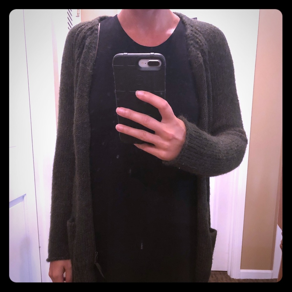 Green zip cardigan
